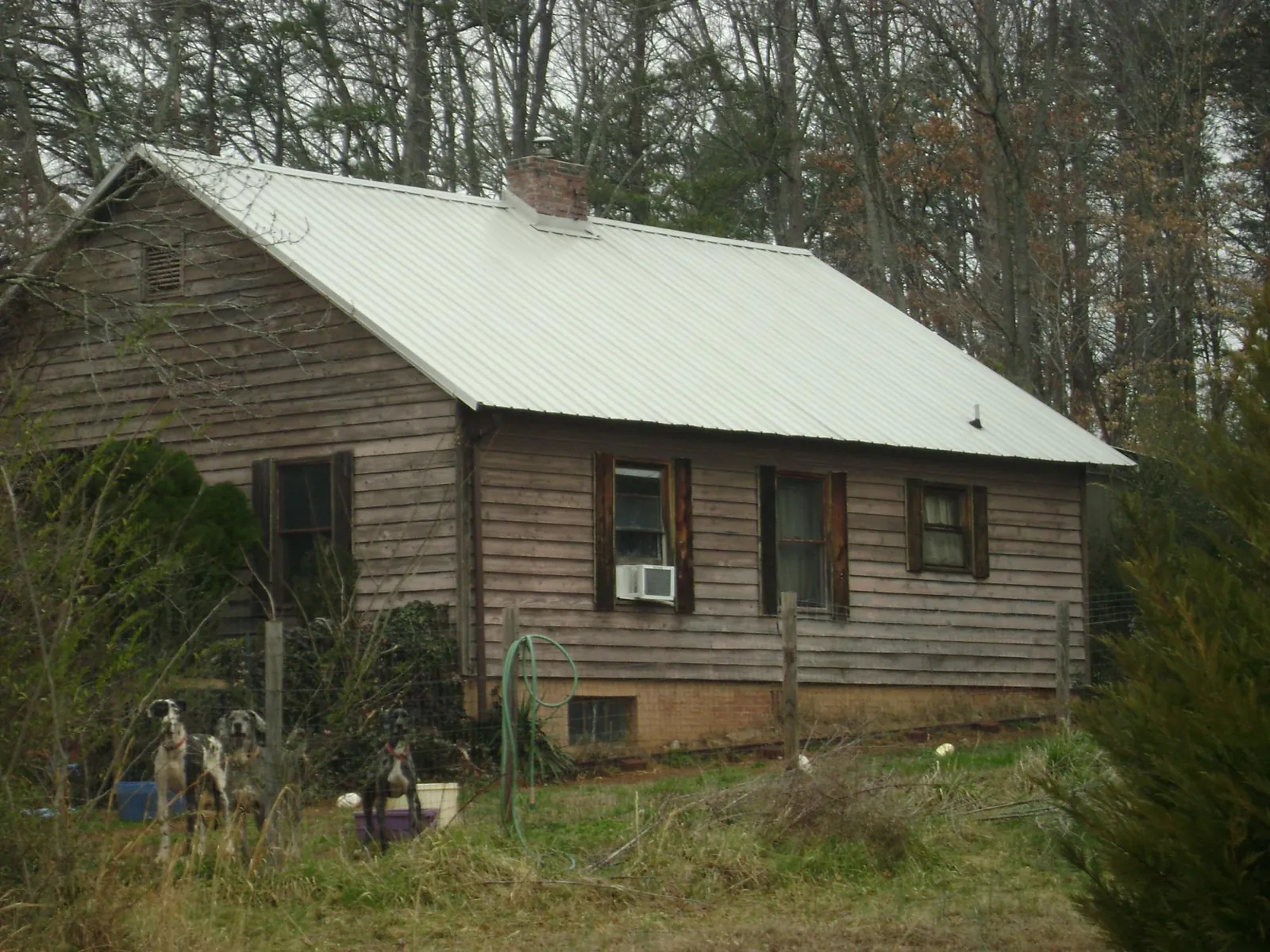 White metal roof on an old wood sided farmhouse, from a Asphalt Shingle Roof Repair job in Jean